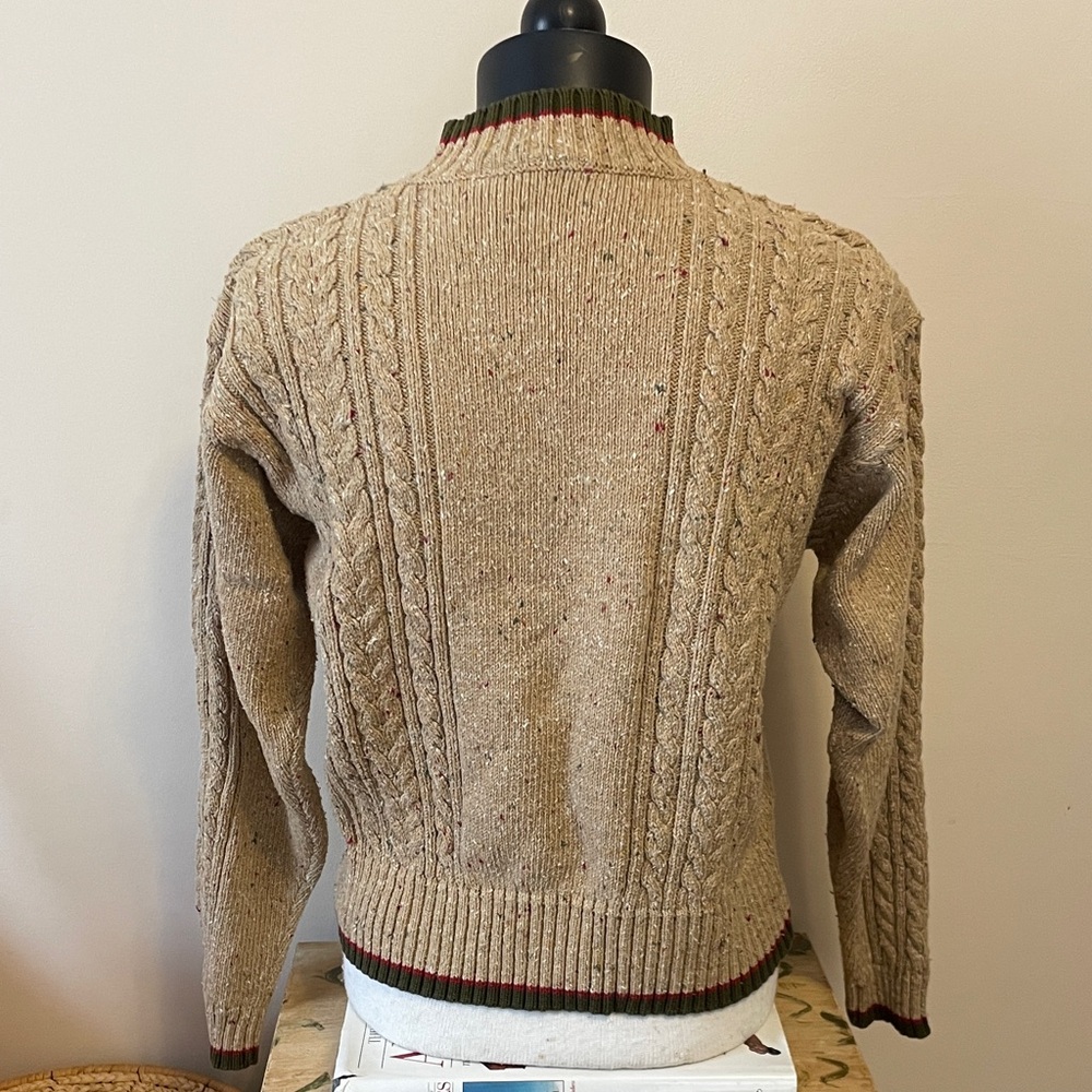 Vintage Liz Claiborne Beige and Green Patterned Sweater - Picture 3 of 8
